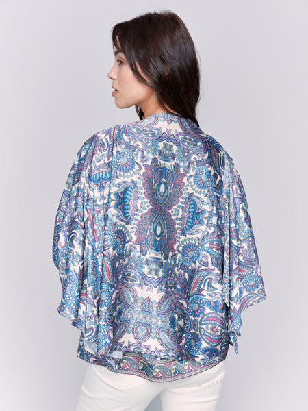 CHARLIE B C4567P PRINTED SATIN KIMONO