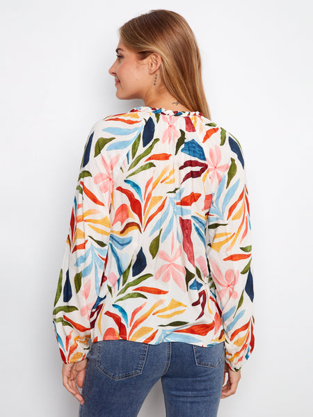 CHARLIE B C4570DR PRINTED RAGLAN LONG SLEEVE POPOVER - 2 COLOURS