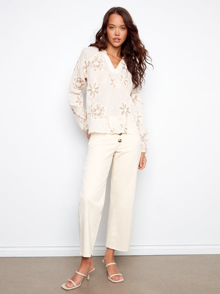CHARLIE B C4570DR PRINTED RAGLAN LONG SLEEVE POPOVER - 2 COLOURS