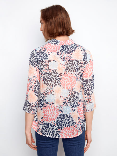 CHARLIE B C4605R COTTON GAUZE BUTTON UP BLOUSE