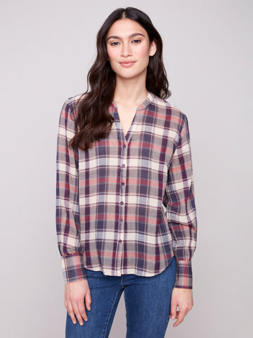 CHARLIE B C4628 BUBBLE PLAID BUTTON DOWN SHIRT