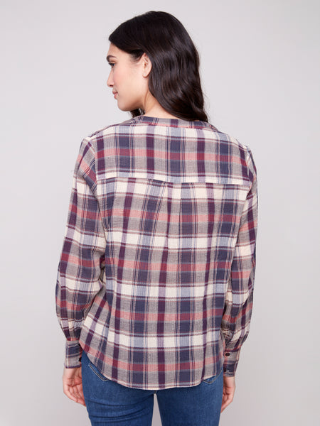 CHARLIE B C4628 BUBBLE PLAID BUTTON DOWN SHIRT