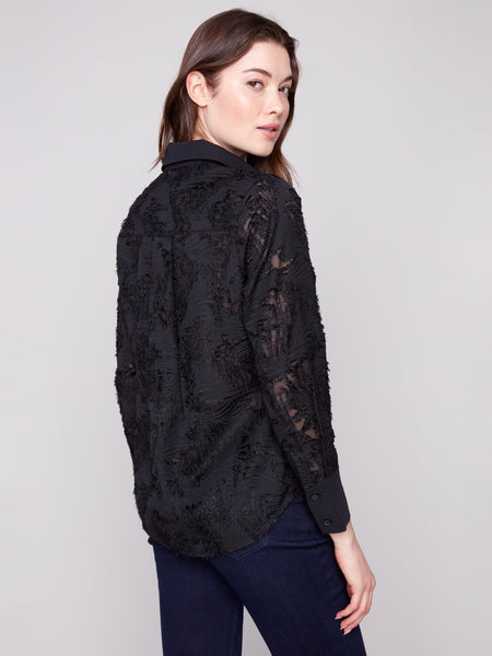 CHARLIE B C4632 LONG SLEEEVE SHIRT IN FANCY CHIFFON