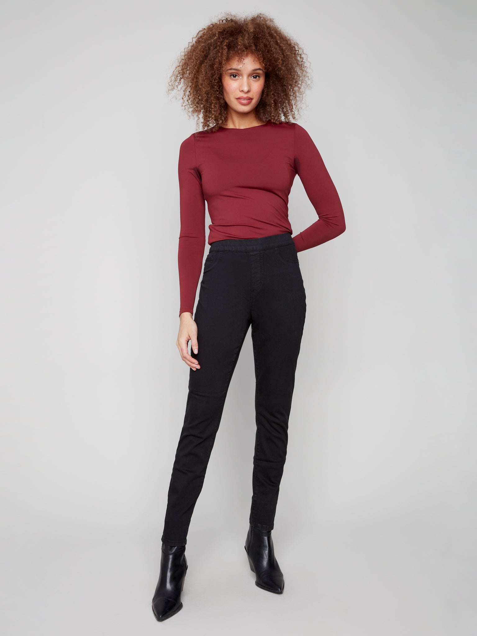 CHARLIE B C5125Z STRETCH COLOURED TWILL PULL-ON PANT