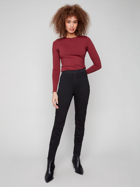 CHARLIE B C5125Z STRETCH COLOURED TWILL PULL-ON PANT