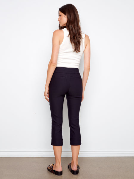 CHARLIE B C5259TT SOLID PULL ON STRETCH CROPPED CUFFED PANT- 2 COLOURS