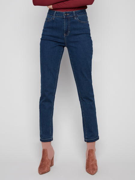 CHARLIE B C5309Y CUFFED HEM SLIM 5 POCKET COLOURED TWILL PANTS- 5 COLOURS