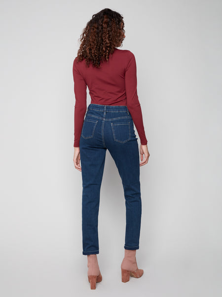 CHARLIE B C5309Y CUFFED HEM SLIM 5 POCKET COLOURED TWILL PANTS- 5 COLOURS