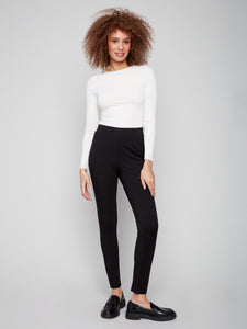 CHARLIE B C5356RR PANT WITH BACK SLITS AND STITCH DETAIL