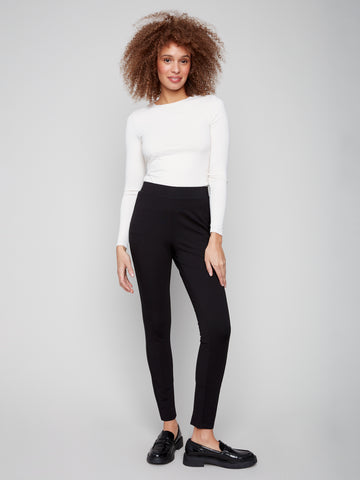 CHARLIE B C5356RR PANT WITH BACK SLITS AND STITCH DETAIL