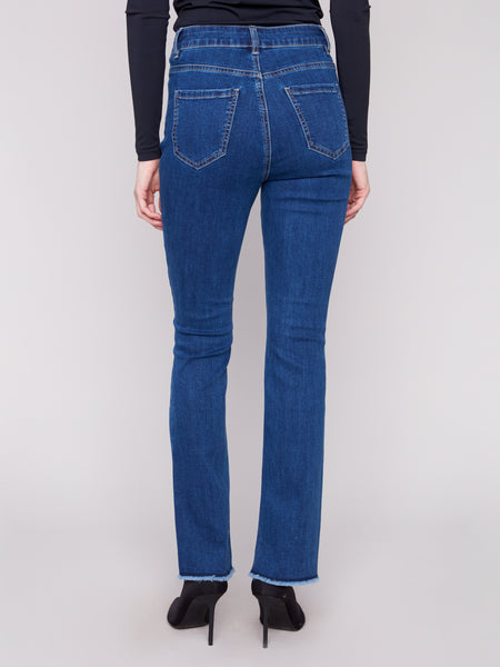 CHARLIE B C5429X BOOTCUT STRETCH DENIM PANTS WITH ASYMMETRICAL HEM- 2 COLOURS