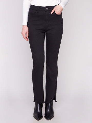 CHARLIE B C5429X BOOTCUT STRETCH DENIM PANTS WITH ASYMMETRICAL HEM- 2 COLOURS