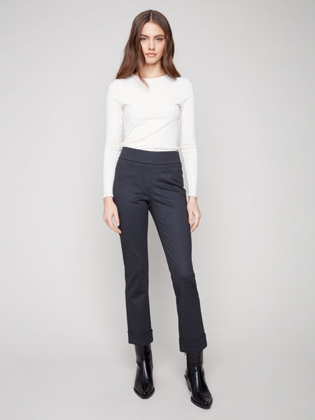 CHARLIE B C5526R PRINTED PDR PANTS WITH POCKETS AND ROLLED CUFFS- 2 COLOURS