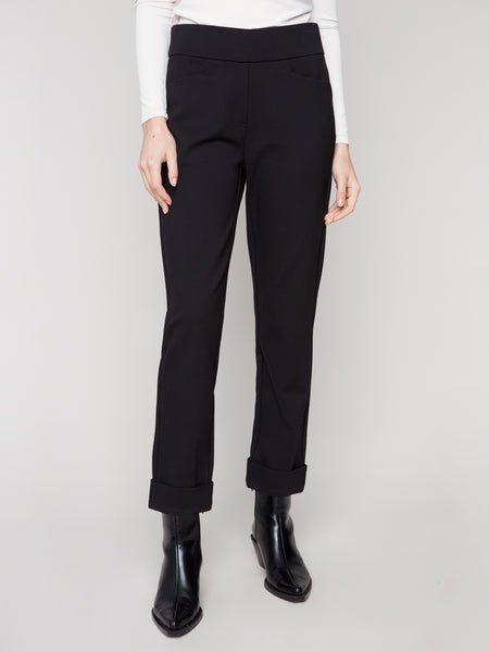CHARLIE B C5526R PRINTED PDR PANTS WITH POCKETS AND ROLLED CUFFS- 2 COLOURS