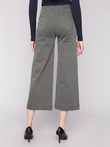 CHARLIE B C5538RR CROPPED PATCH POCKET FLARE STRETCH PANTS 2 COLOURS