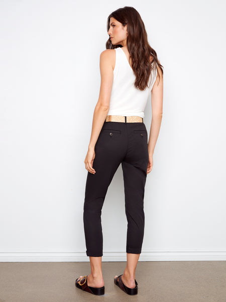CHARLIE B C5625R STRETCH TWILL NARROW LEG PANTS WITH BELT -2 COLOURS