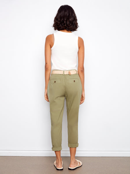 CHARLIE B C5625R STRETCH TWILL NARROW LEG PANTS WITH BELT -2 COLOURS