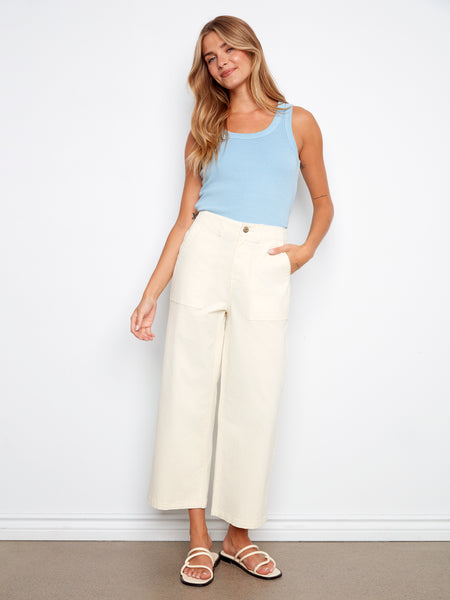 CHARLIE B C5636R SMOOTH TWILL STRAIGHT LEG PANTS WITH PATCH POCKETS