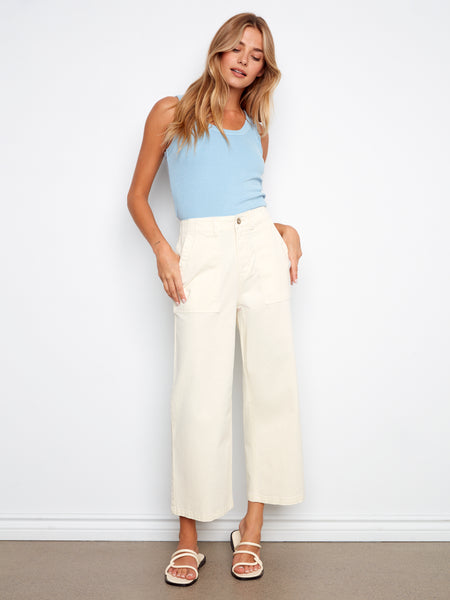 CHARLIE B C5636R SMOOTH TWILL STRAIGHT LEG PANTS WITH PATCH POCKETS