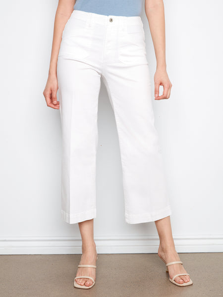 CHARLIE B C5660R CROPPED WIDE LEG STRETCH DENIM PANTS WITH PATCH POCKETS- 3 colours