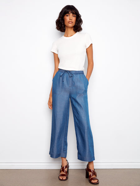 CHARLIE B C5768 TENCEL WIDELEG JOGGER PANTS- 3 COLOURS