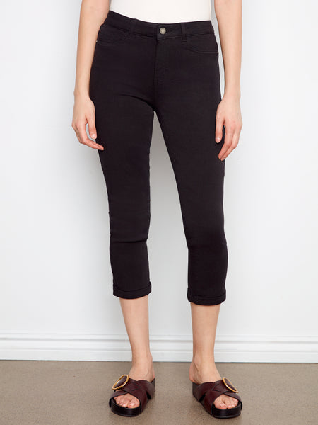 CHARLIE B C5770 COLOURED TWILL SLIM LEG PANTS WITH CUFF