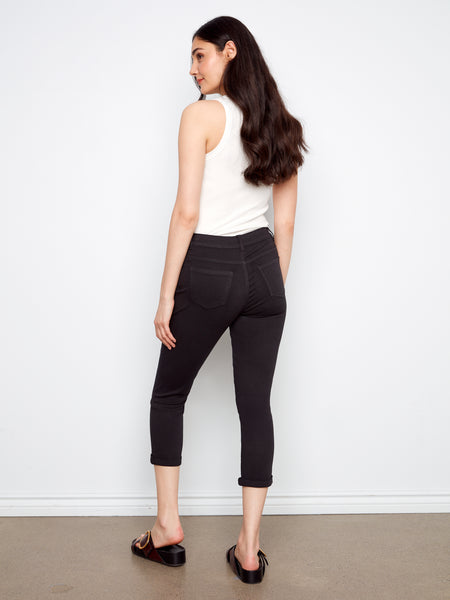 CHARLIE B C5770 COLOURED TWILL SLIM LEG PANTS WITH CUFF