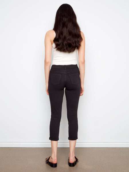 CHARLIE B C5770 COLOURED TWILL SLIM LEG PANTS WITH CUFF