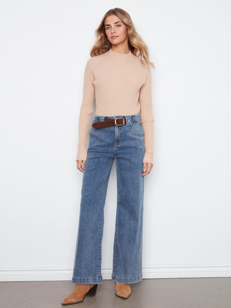 CHARLIE B C5807 WIDE LEG DENIM TROUSER