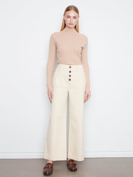 CHARLIE B C5835 NATURAL WIDE LEG BUTTON JEAN
