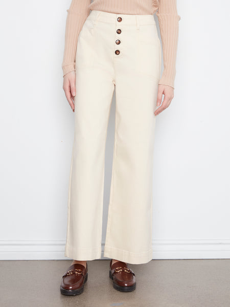 CHARLIE B C5835 NATURAL WIDE LEG BUTTON JEAN