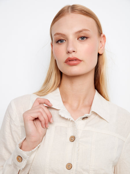 CHARLIE B C6199YY FOIL PRINTED LINEN JACKET