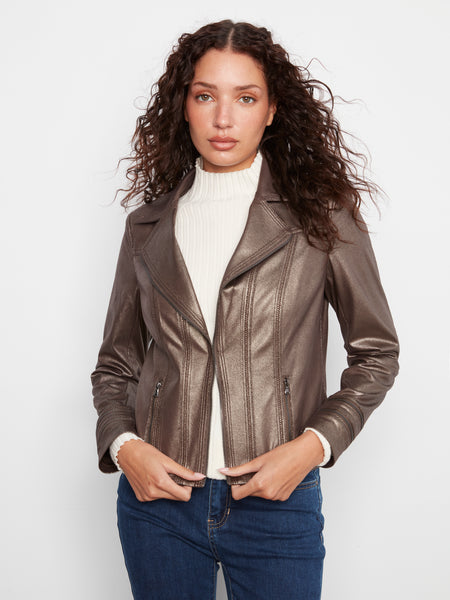 CHARLIE B C6231YR FAUX LEATHER MOTO JACKET 4 COLOURS