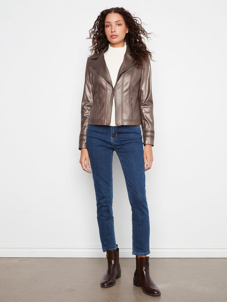 CHARLIE B C6231YR FAUX LEATHER MOTO JACKET 4 COLOURS