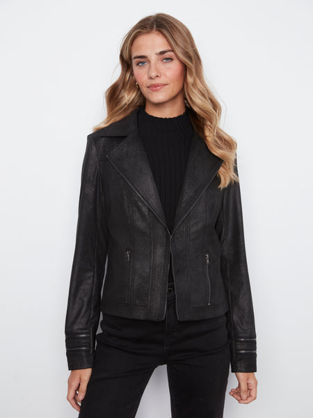 CHARLIE B C6231YR FAUX LEATHER MOTO JACKET 4 COLOURS