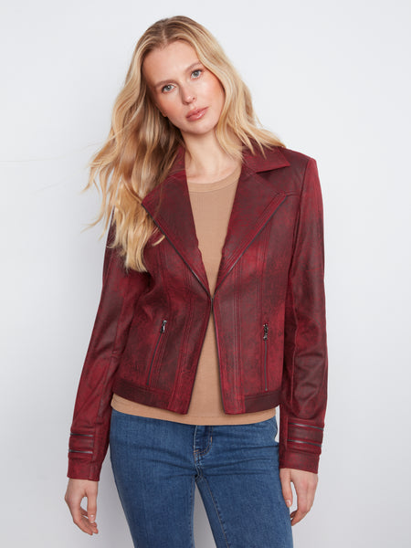 CHARLIE B C6231YR FAUX LEATHER MOTO JACKET 4 COLOURS