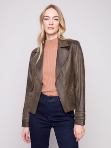 CHARLIE B C6231Y VINTAGE FAUX LEATHER JACKET 3 COLOURS