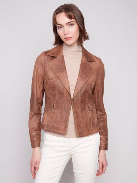 CHARLIE B C6231Y VINTAGE FAUX LEATHER JACKET 3 COLOURS