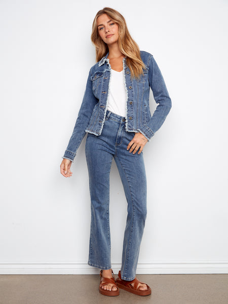 CHARLIE B C6233XX FRINGE EDGES STRETCH DENIM JACKET- 3 COLOURS