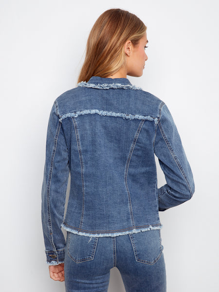 CHARLIE B C6233XX FRINGE EDGES STRETCH DENIM JACKET- 3 COLOURS