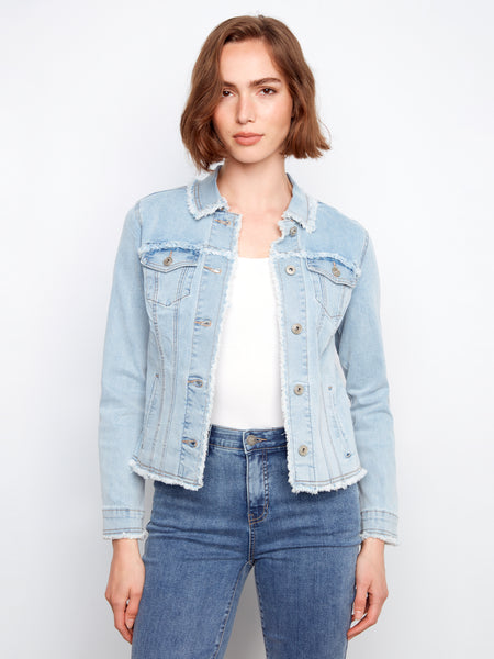 CHARLIE B C6233XX FRINGE EDGES STRETCH DENIM JACKET- 3 COLOURS