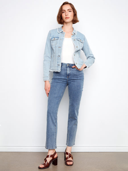 CHARLIE B C6233XX FRINGE EDGES STRETCH DENIM JACKET- 3 COLOURS