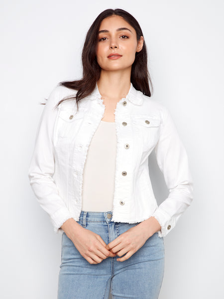 CHARLIE B C6233XX FRINGE EDGES STRETCH DENIM JACKET- 3 COLOURS