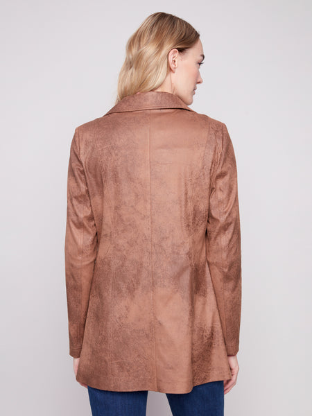 CHARLIE B C6270RR VINTAGE TEXTURE FAUX SUEDE LONG JACKET- 2 COLOURS