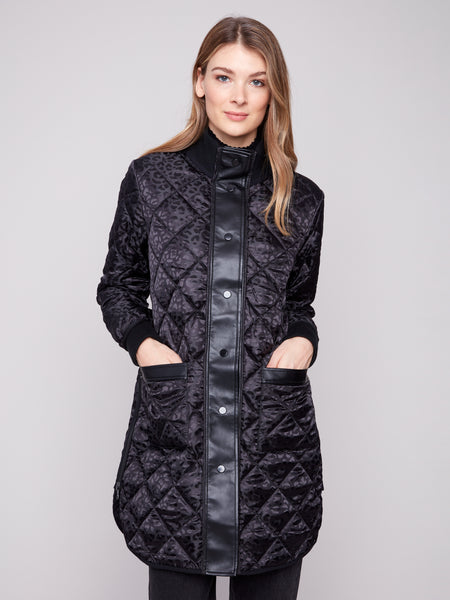 CHARLIE B C6313RP REVERSIBLE LONG PUFFER JACKET 2 COLOURS