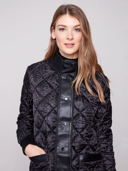 CHARLIE B C6313RP REVERSIBLE LONG PUFFER JACKET 2 COLOURS