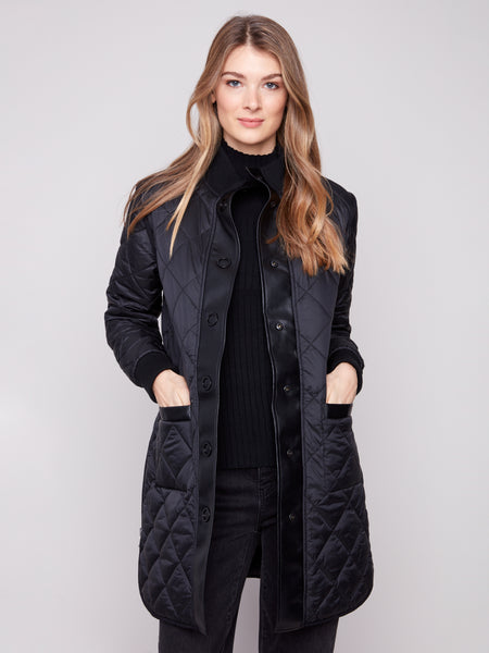 CHARLIE B C6313RP REVERSIBLE LONG PUFFER JACKET 2 COLOURS