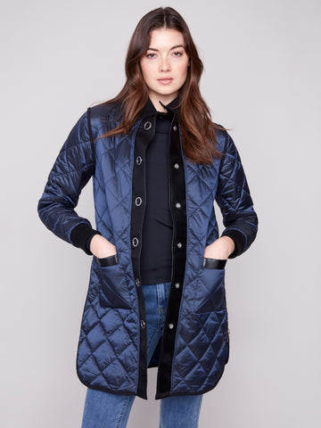 CHARLIE B C6313RP REVERSIBLE LONG PUFFER JACKET 2 COLOURS