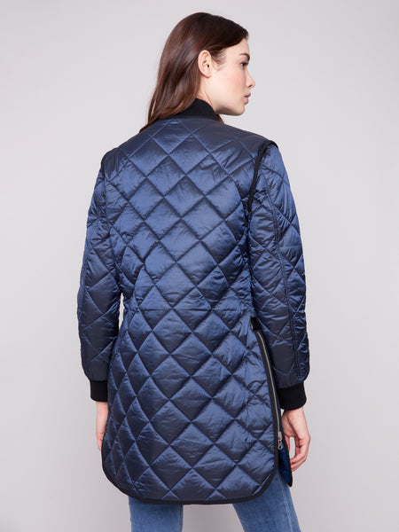 CHARLIE B C6313RP REVERSIBLE LONG PUFFER JACKET 2 COLOURS