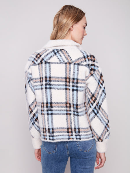 CHARLIE B C6330R SHORT KNIT PLAID JACKET